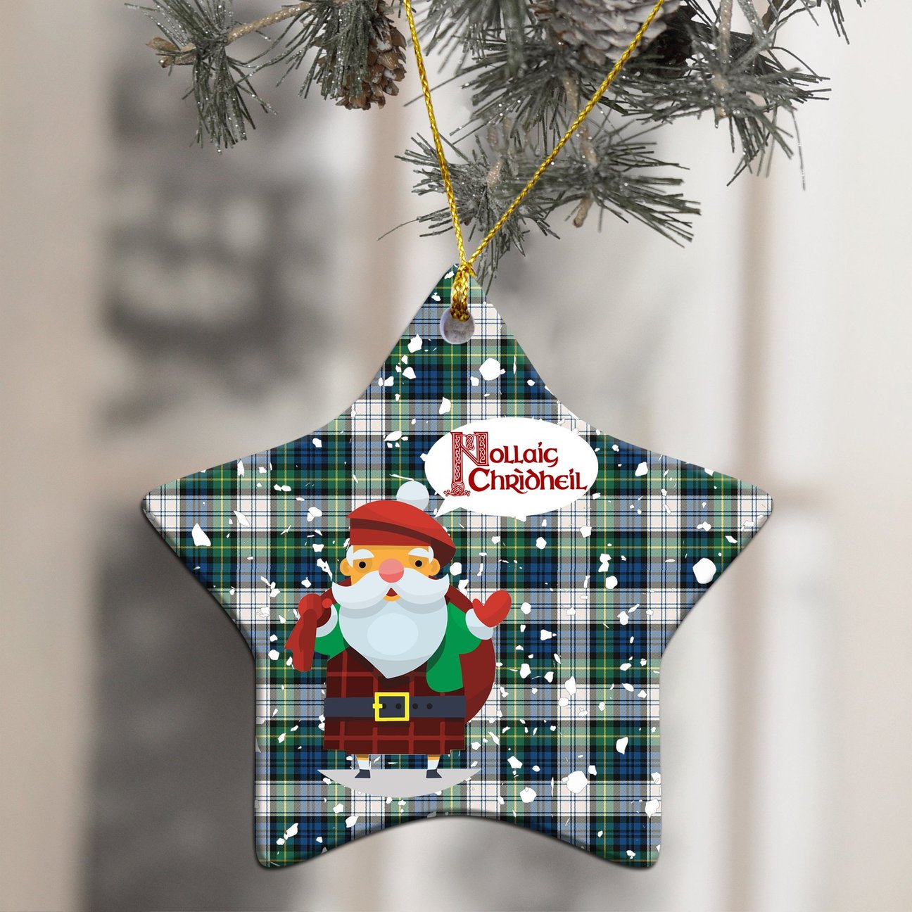 Gordon Dress Ancient Tartan Christmas Ceramic Ornament - Santa Style