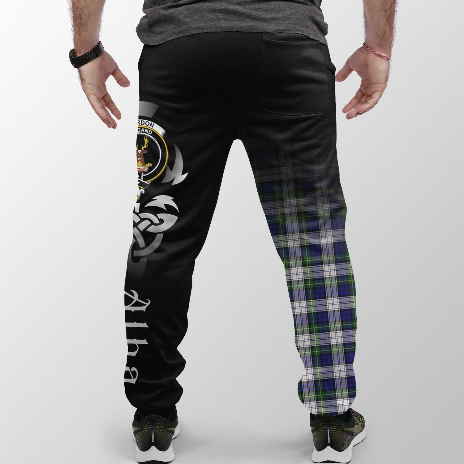 Gordon Dress Modern Tartan Crest Jogger Sweatpants - Alba Celtic Style