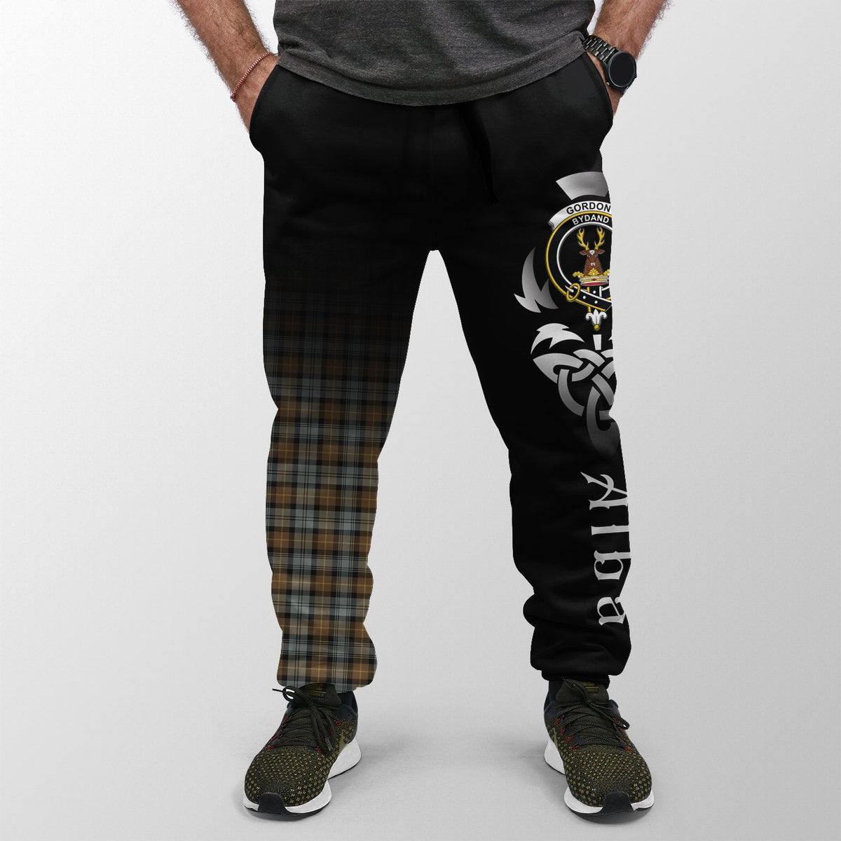 Gordon Weathered Tartan Crest Jogger Sweatpants - Alba Celtic Style