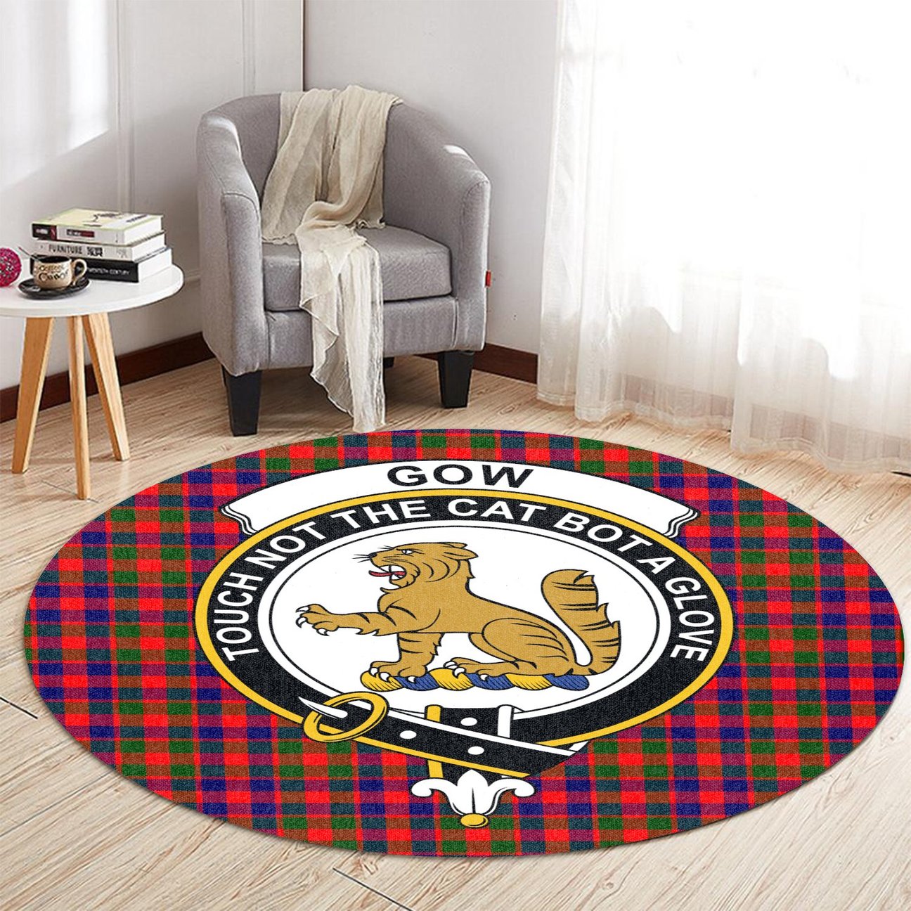 Gow Modern Tartan Crest Round Rug