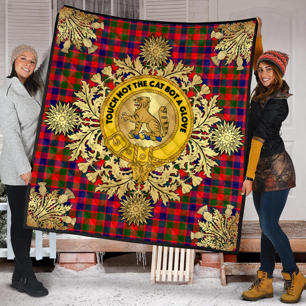 Gow Modern Tartan Crest Premium Quilt - Gold Thistle Style