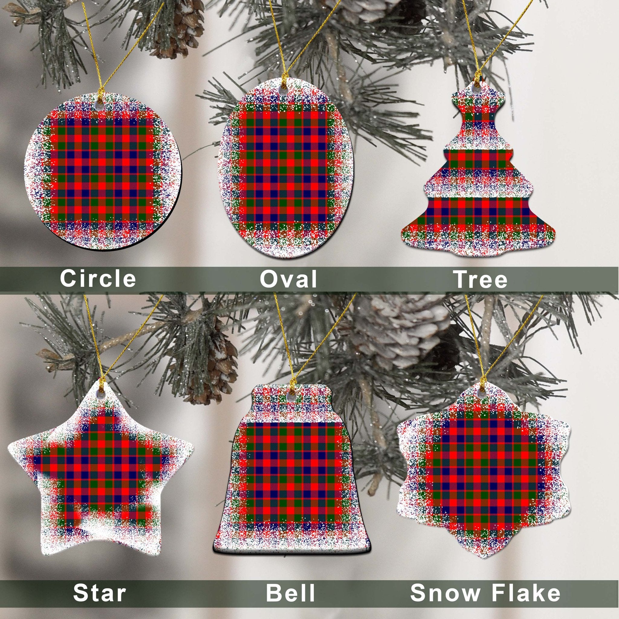 Gow (of Skeoch) Tartan Christmas Ceramic Ornament - Snow Style