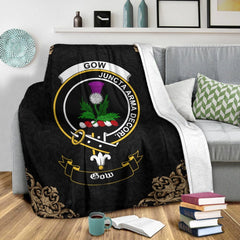 Gow (of Skeoch) Crest Tartan Premium Blanket Black