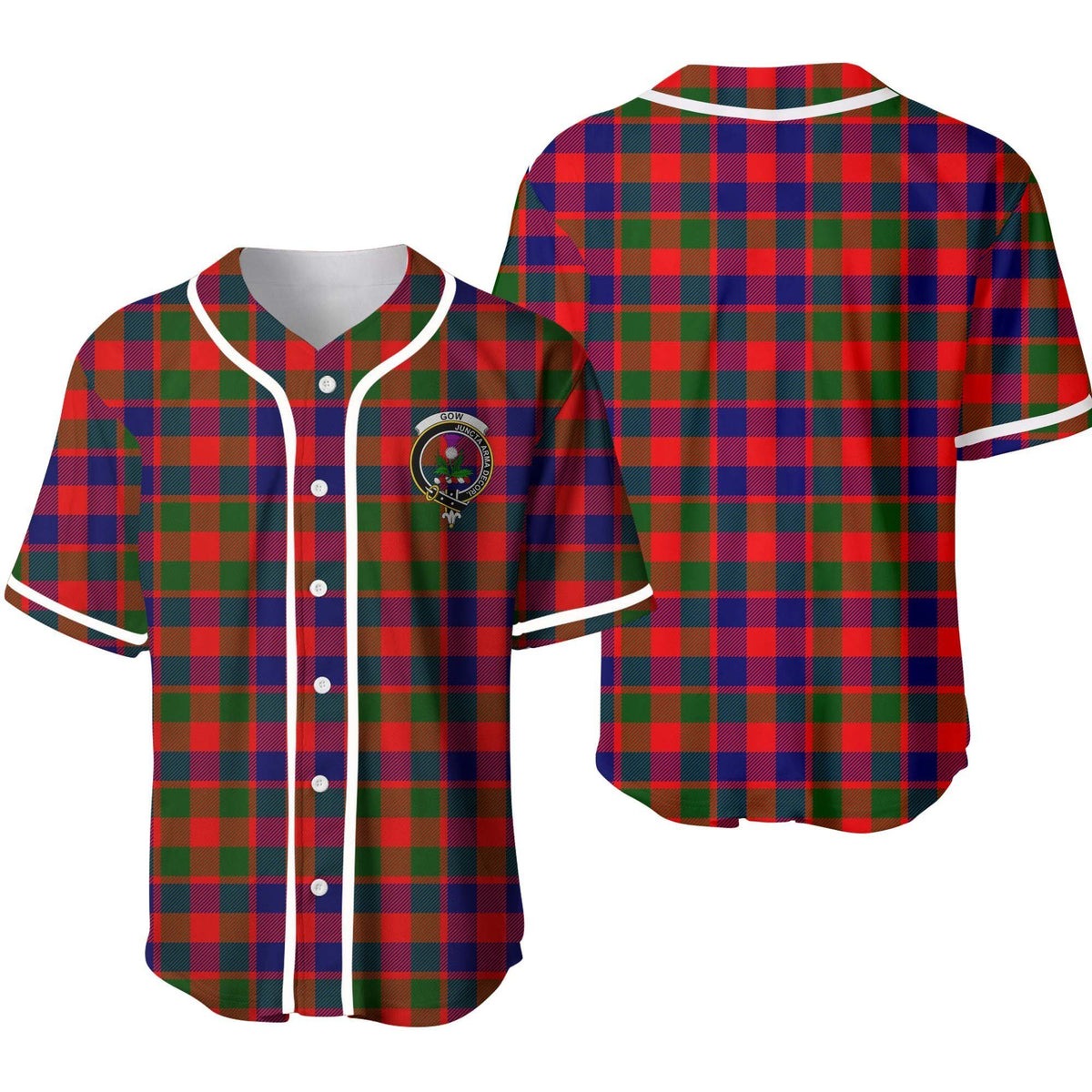 Gow (of Skeoch) Tartan Unisex Baseball Jersey