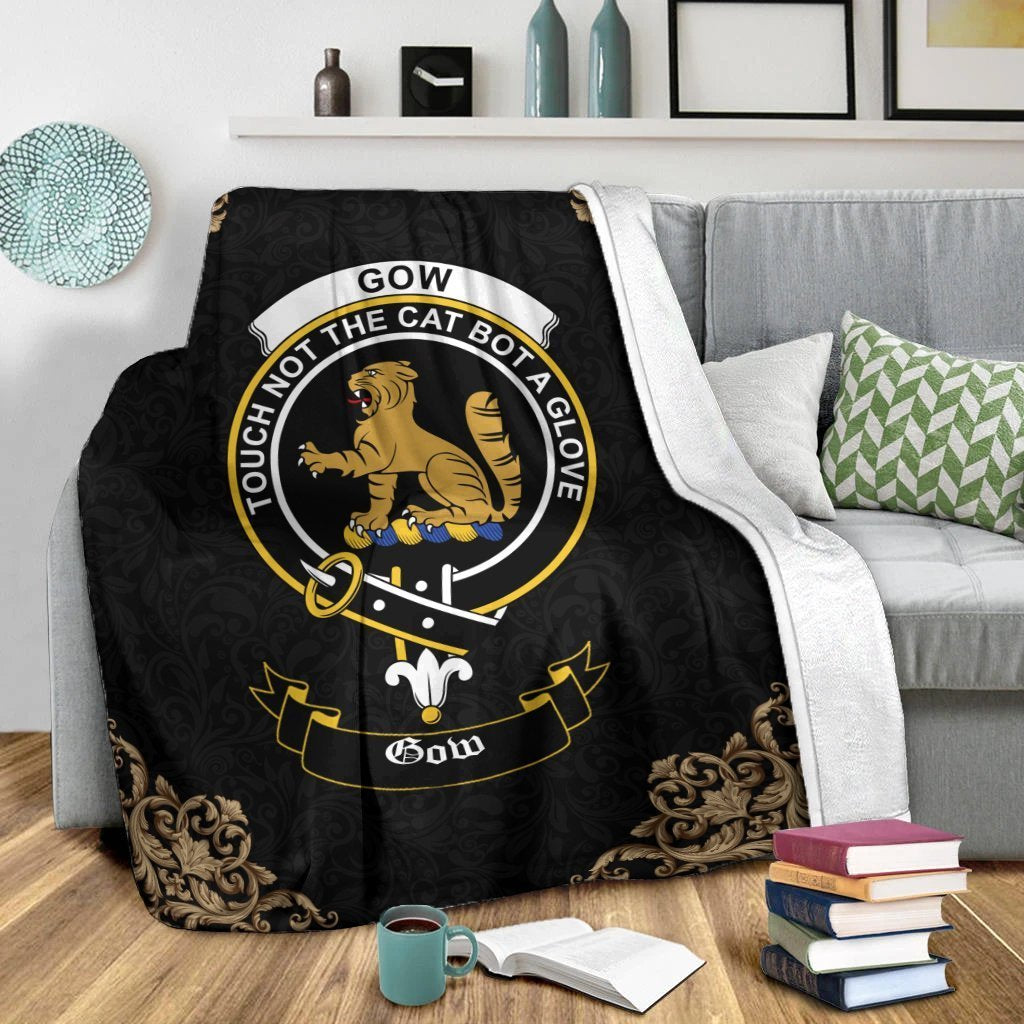 Gow (or McGouan) Crest Tartan Premium Blanket Black