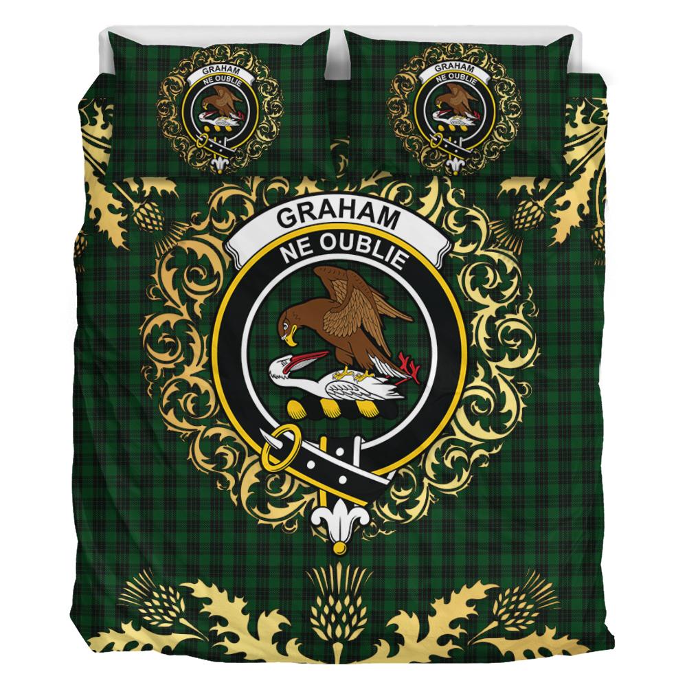 Graham Tartan Crest Bedding Set - Golden Thistle Style