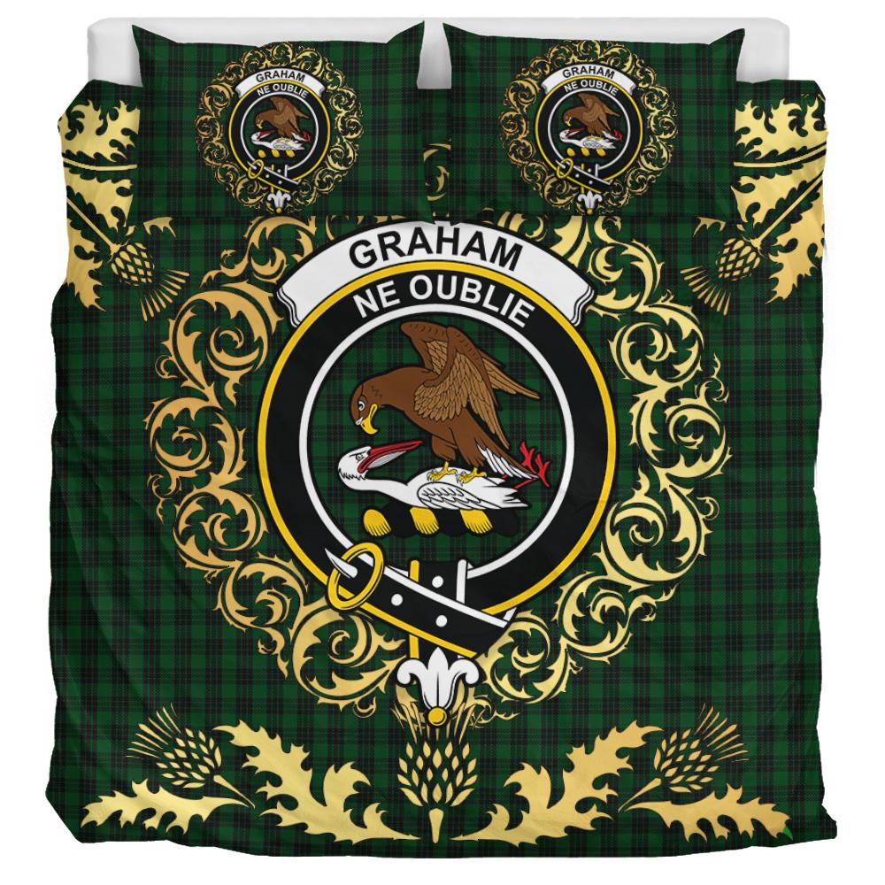 Graham Tartan Crest Bedding Set - Golden Thistle Style