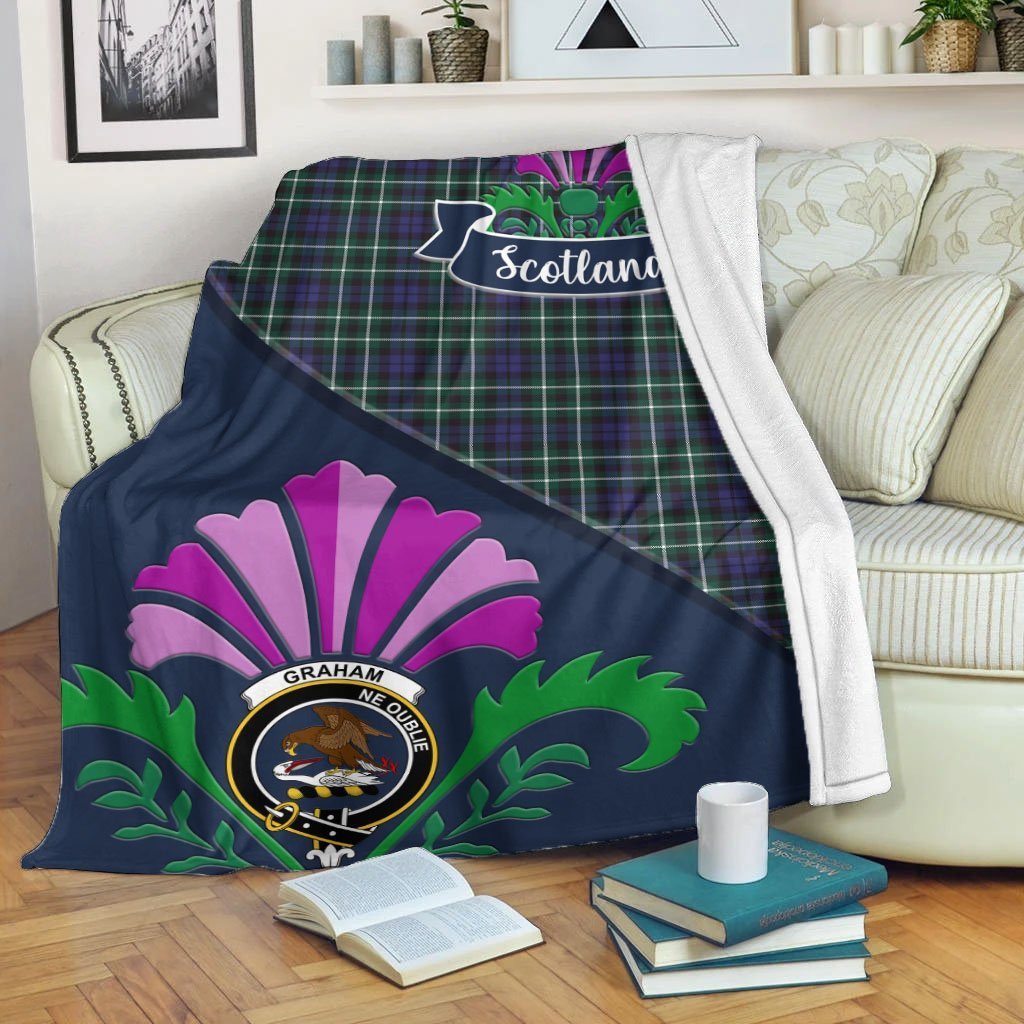 Graham Tartan Crest Premium Blanket - Thistle Style