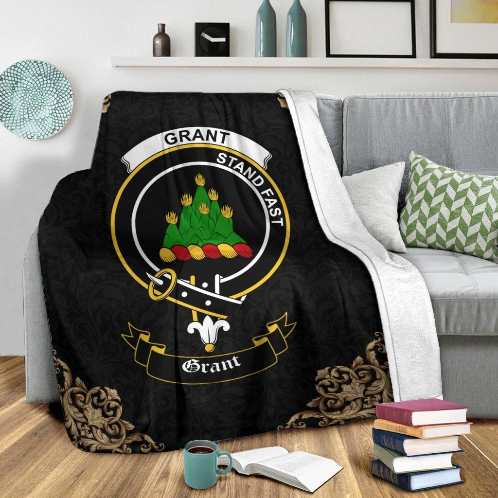 Grant Crest Tartan Premium Blanket Black