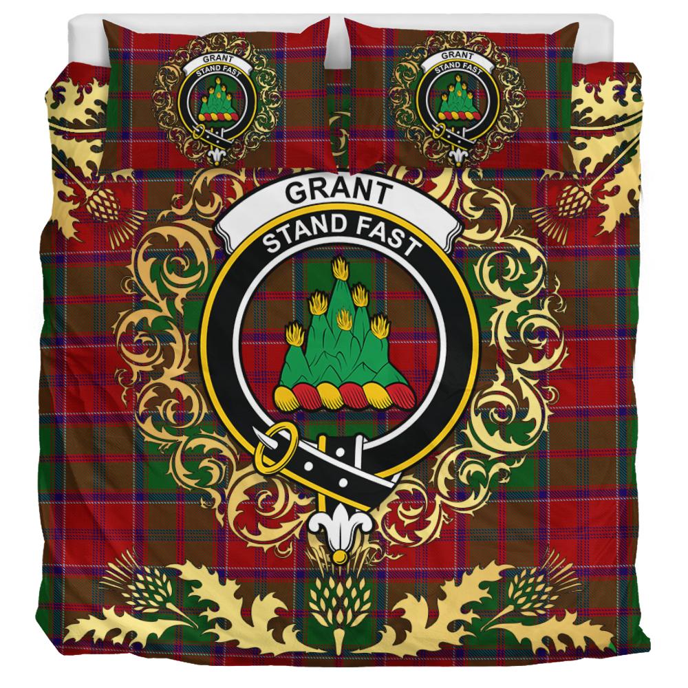 Grant Tartan Crest Bedding Set - Golden Thistle Style