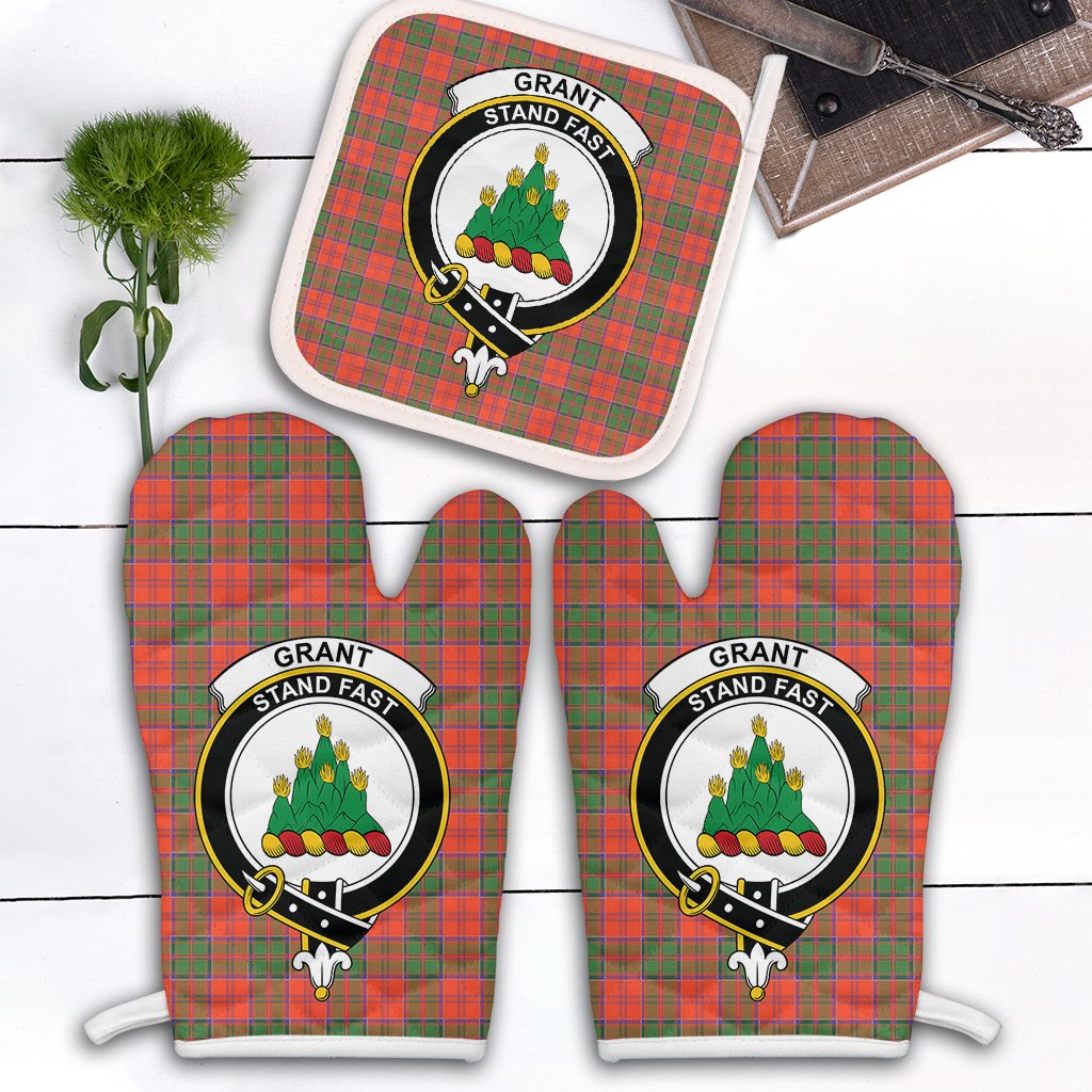 Grant Ancient Tartan Crest Oven Mitt And Pot Holder (2 Oven Mitts + 1 Pot Holder)