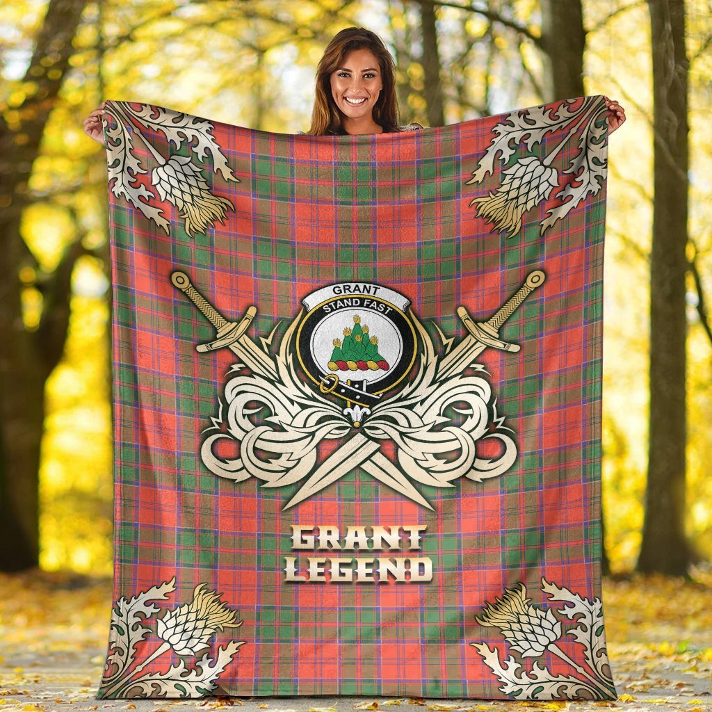 Grant Ancient Tartan Gold Courage Symbol Blanket