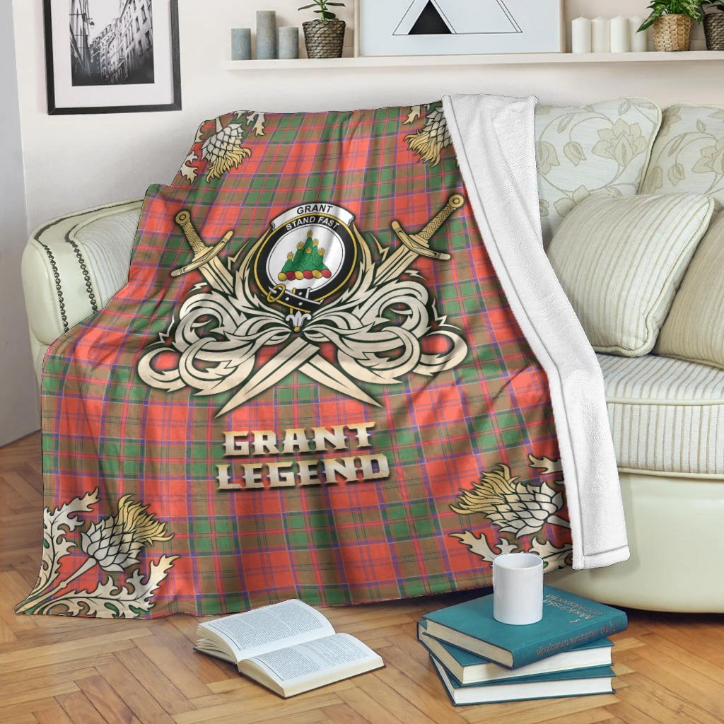 Grant Ancient Tartan Gold Courage Symbol Blanket