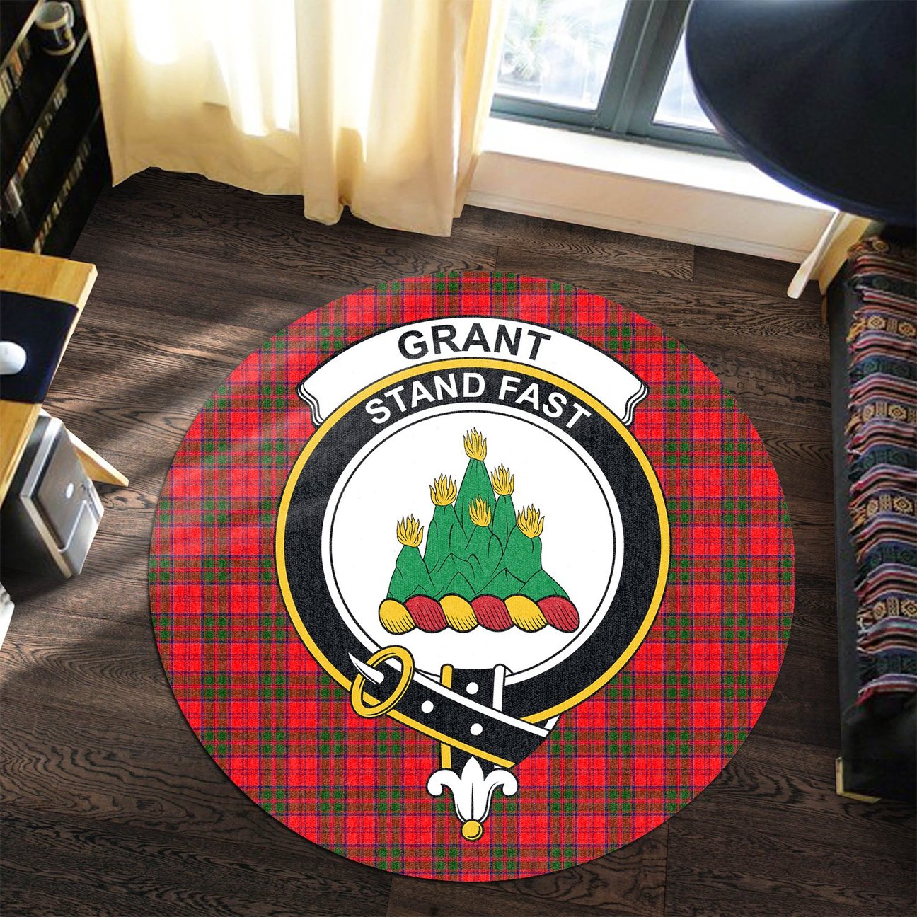 Grant Modern Tartan Crest Round Rug