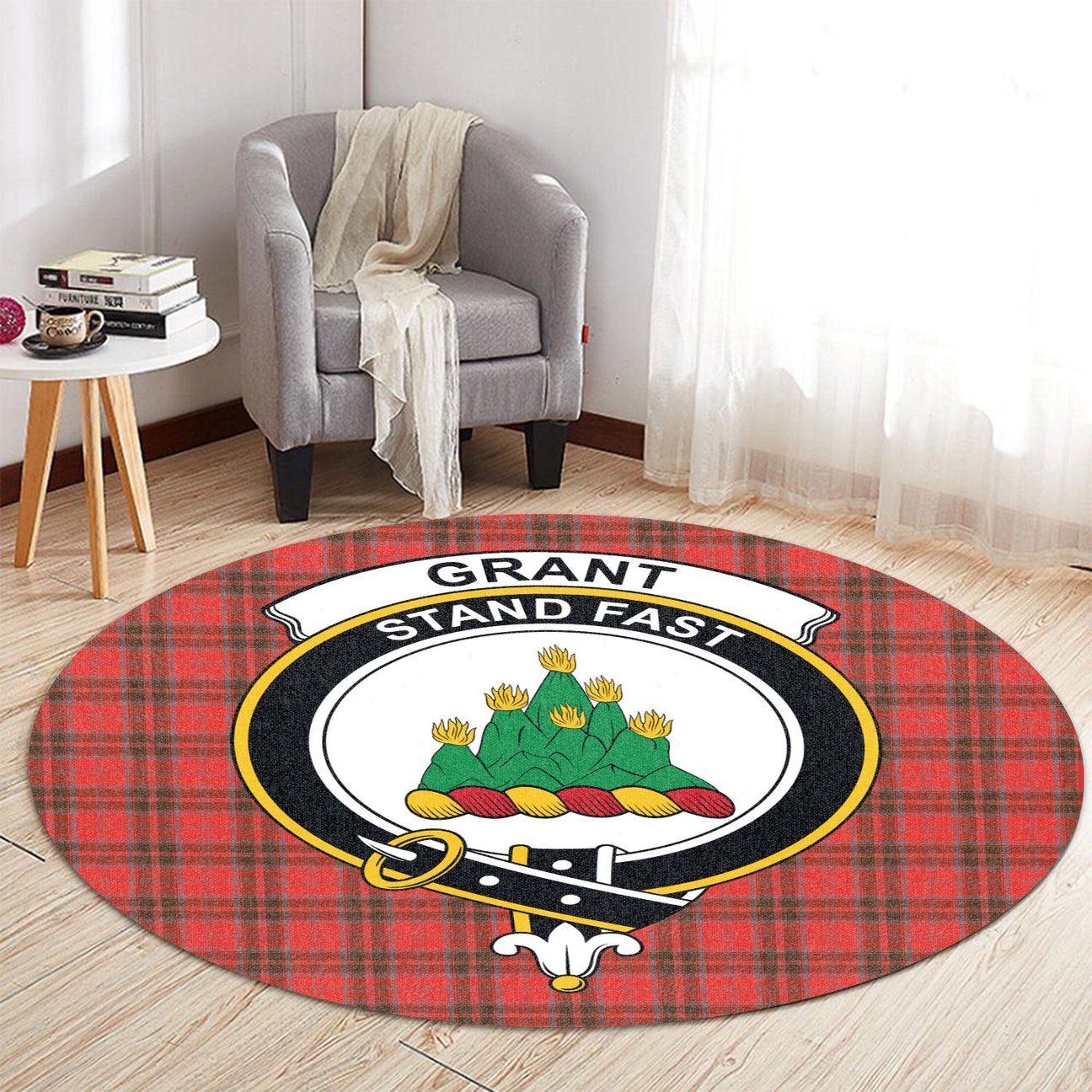 Grant Weathered Tartan Crest Round Rug