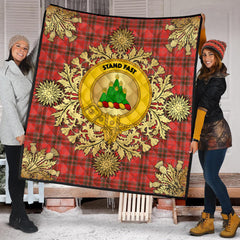 Grant Weathered Tartan Crest Premium Quilt - Gold Thistle Style