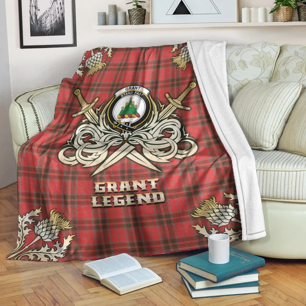 Grant Weathered Tartan Gold Courage Symbol Blanket