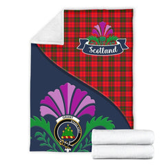 Grant Tartan Crest Premium Blanket - Thistle Style