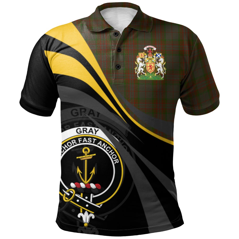 Gray Tartan Polo Shirt - Royal Coat Of Arms Style