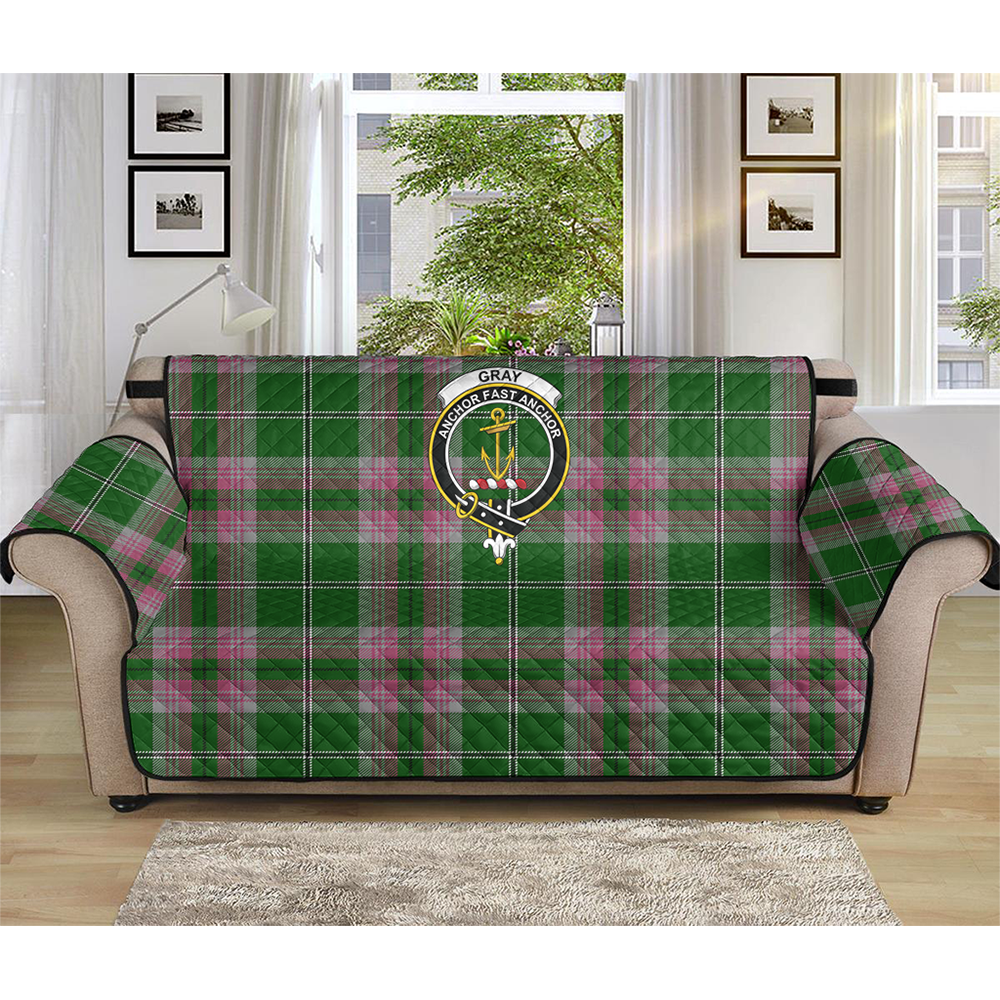 Gray Tartan Crest Sofa Protector