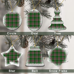 Gray Tartan Christmas Ceramic Ornament - Snow Style