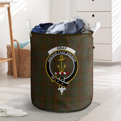 Gray Tartan Crest Laundry Basket