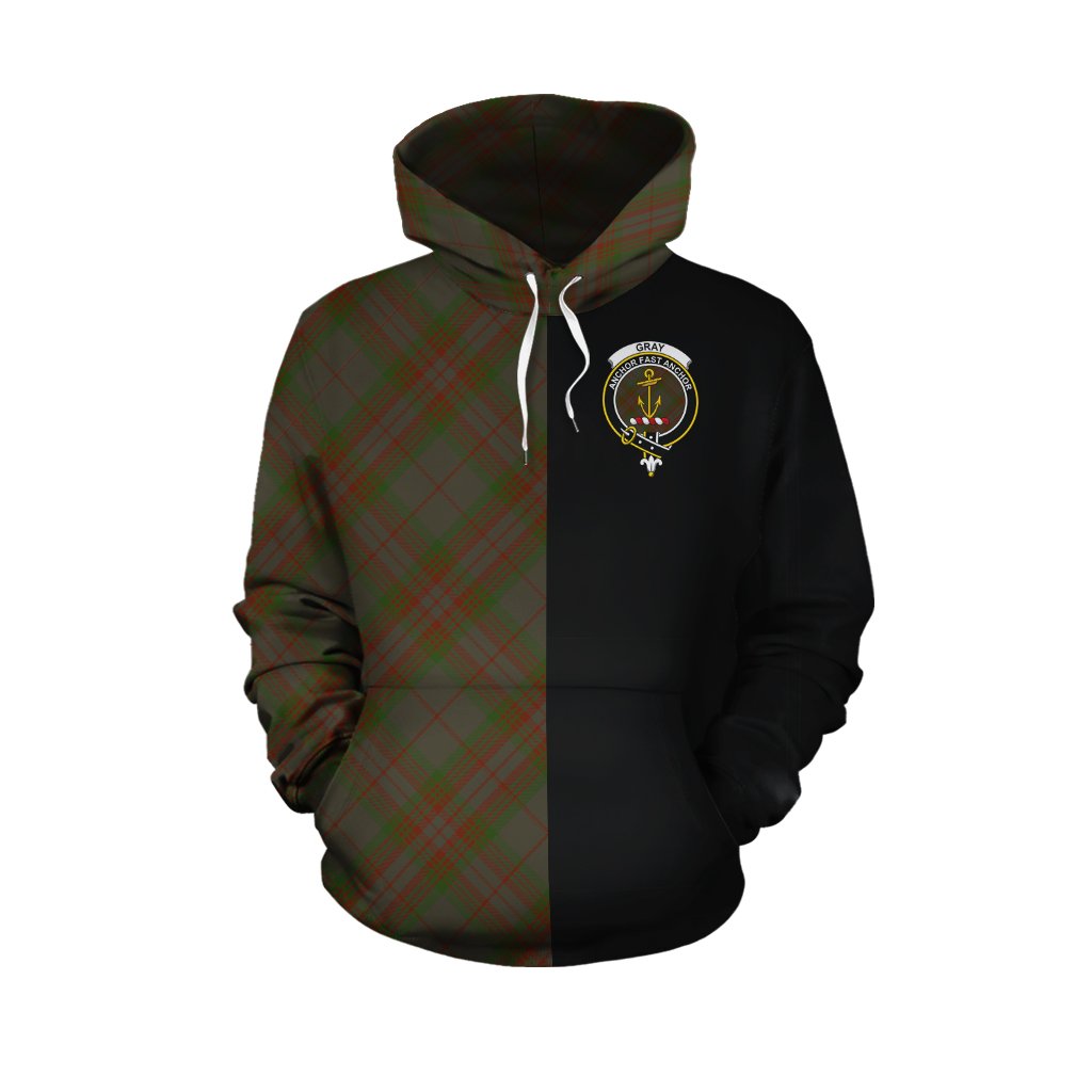 Gray Tartan Hoodie Half of Me - Cross Style