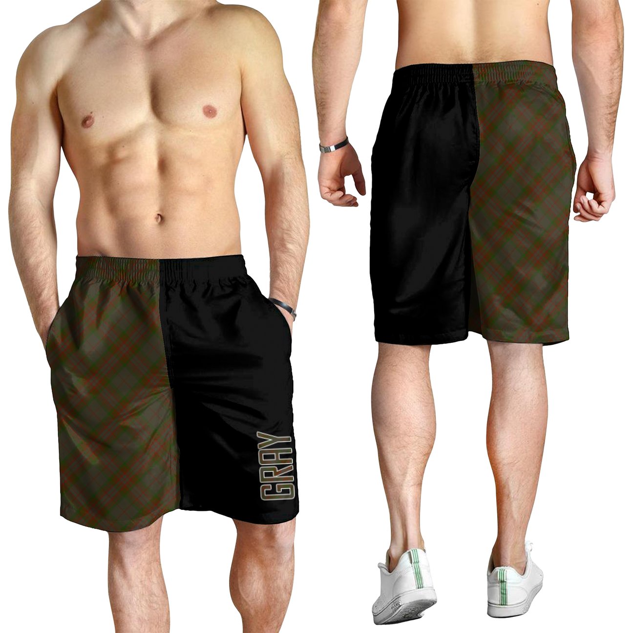 Gray Tartan Crest Men's Short - Cross Style