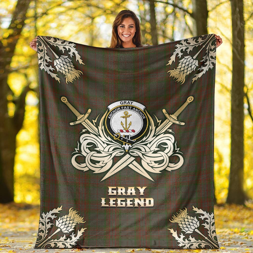 Gray Tartan Gold Courage Symbol Blanket