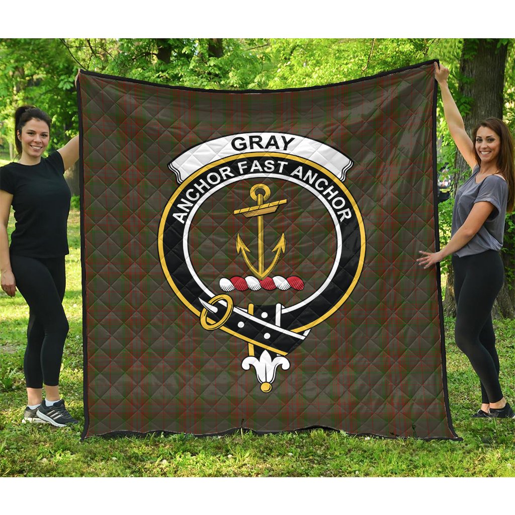 Gray Tartan Crest Quilt