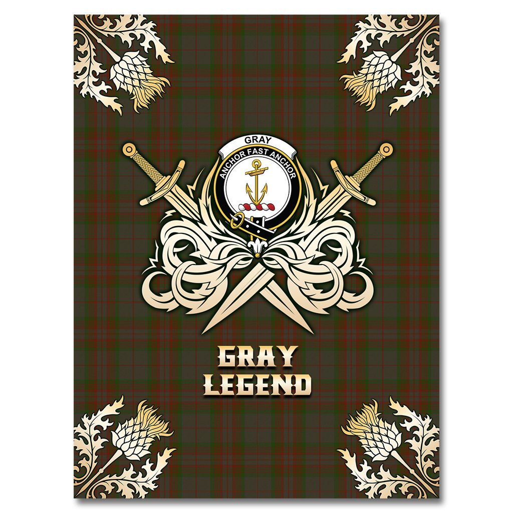 Gray Tartan Gold Courage Symbol Blanket