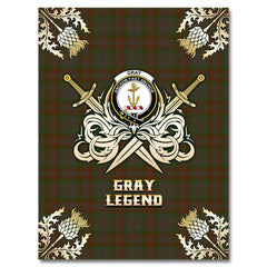 Gray Tartan Gold Courage Symbol Blanket