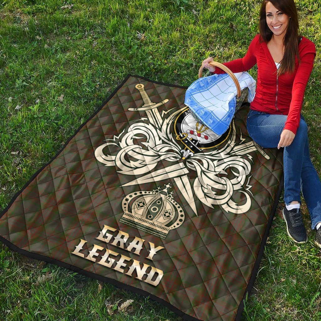 Gray Tartan Crest Legend Gold Royal Premium Quilt