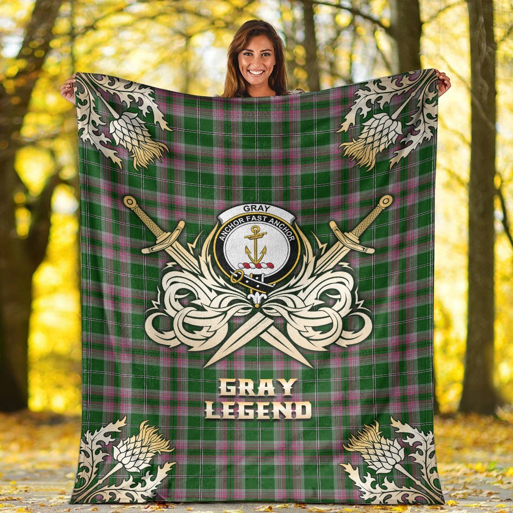 Gray Hunting Tartan Gold Courage Symbol Blanket