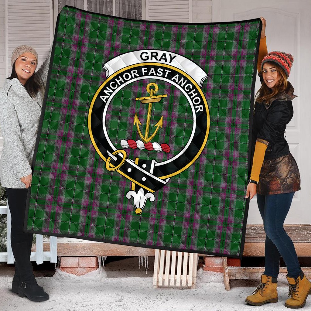 Gray Hunting Tartan Crest Quilt