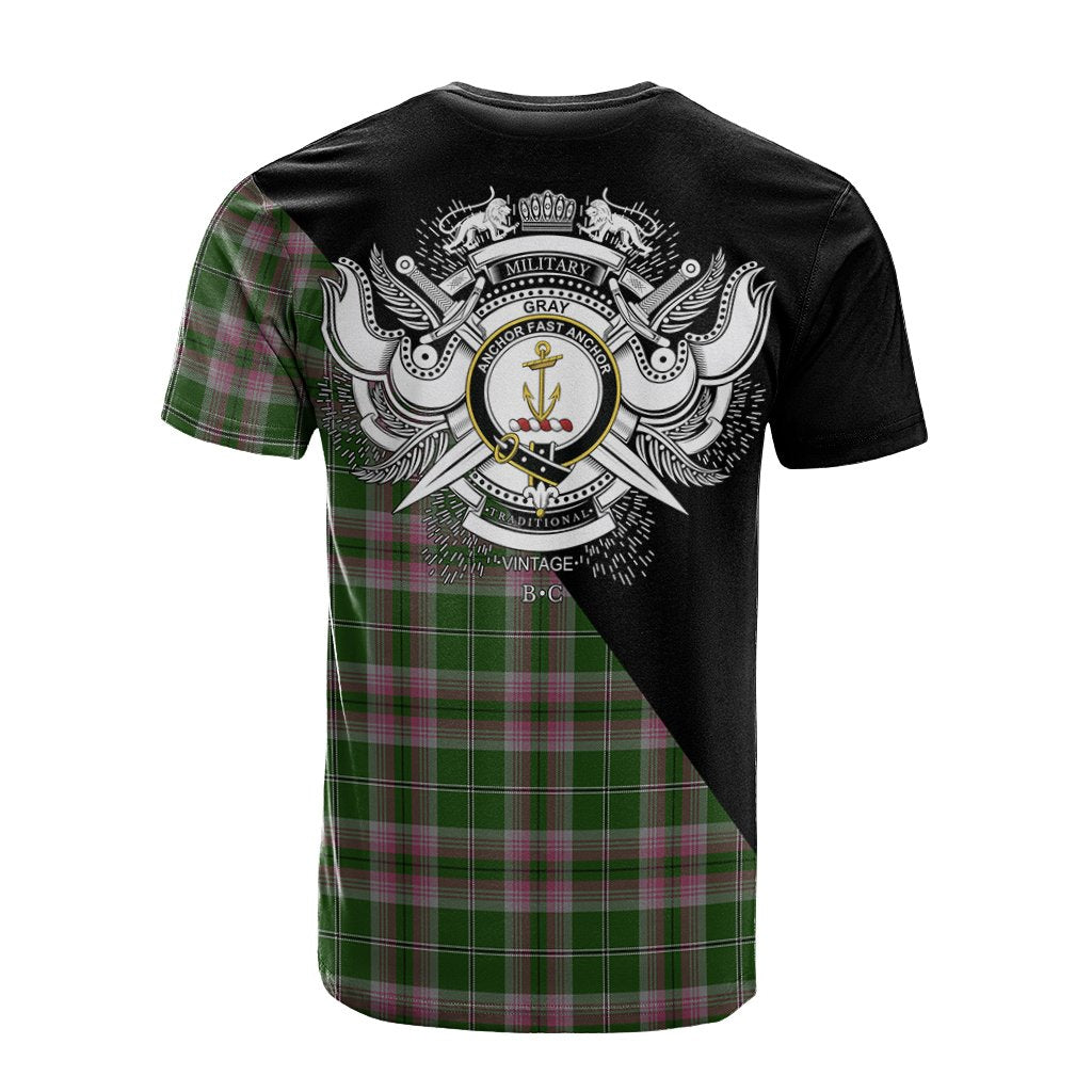 Gray Hunting Tartan - Military T-Shirt