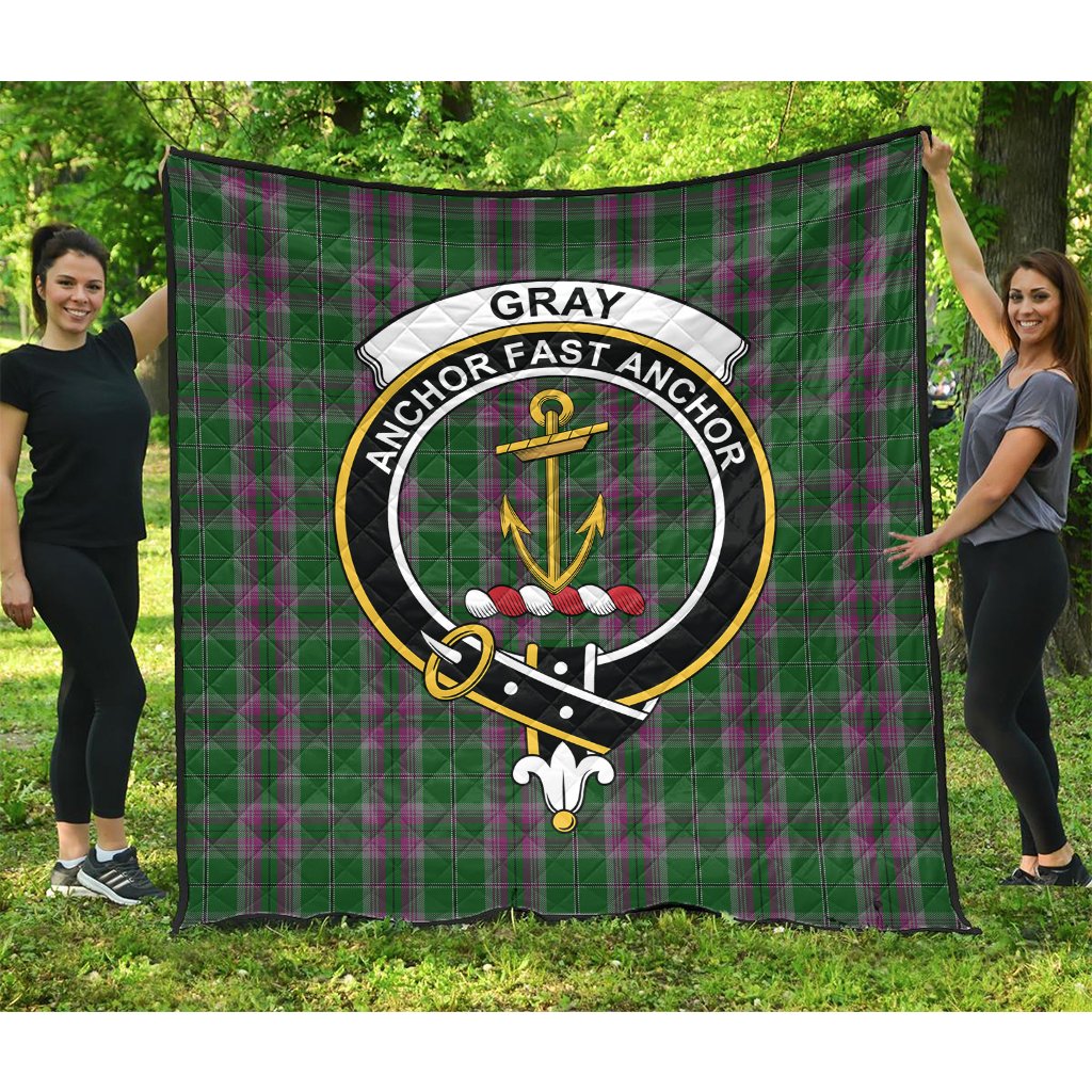 Gray Hunting Tartan Crest Quilt