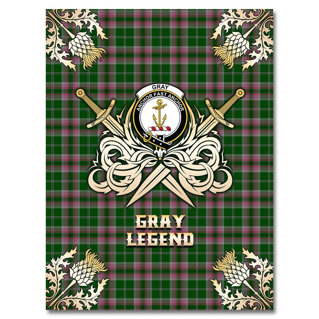 Gray Hunting Tartan Gold Courage Symbol Blanket