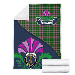 Gray Tartan Crest Premium Blanket - Thistle Style