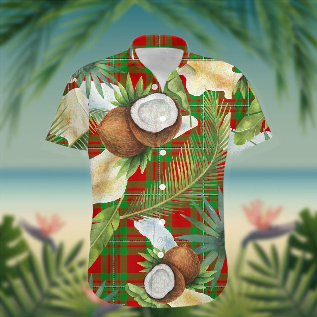 Grierson Tartan Hawaiian Shirt Hibiscus, Coconut, Parrot, Pineapple - Tropical Garden Shirt