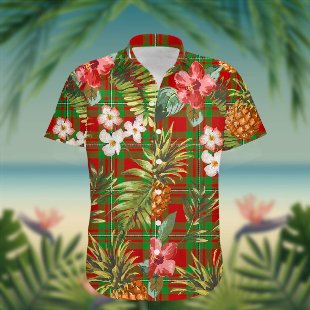 Grierson Tartan Hawaiian Shirt Hibiscus, Coconut, Parrot, Pineapple - Tropical Garden Shirt