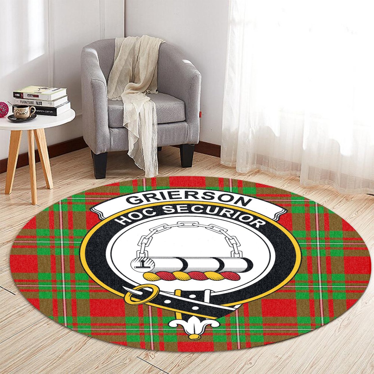 Grierson Tartan Crest Round Rug