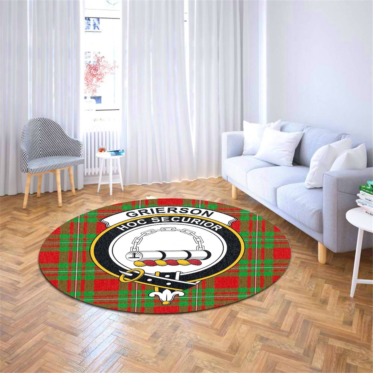 Grierson Tartan Crest Round Rug