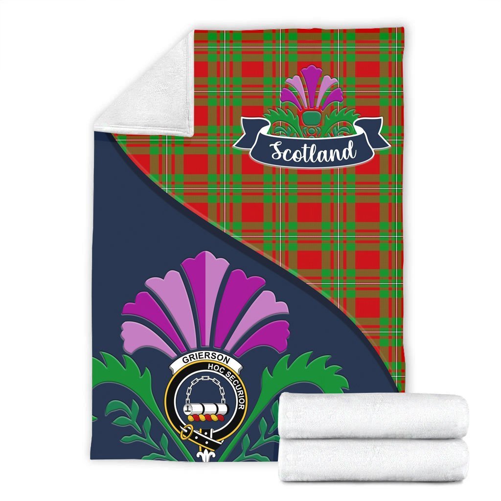 Grierson Tartan Crest Premium Blanket - Thistle Style