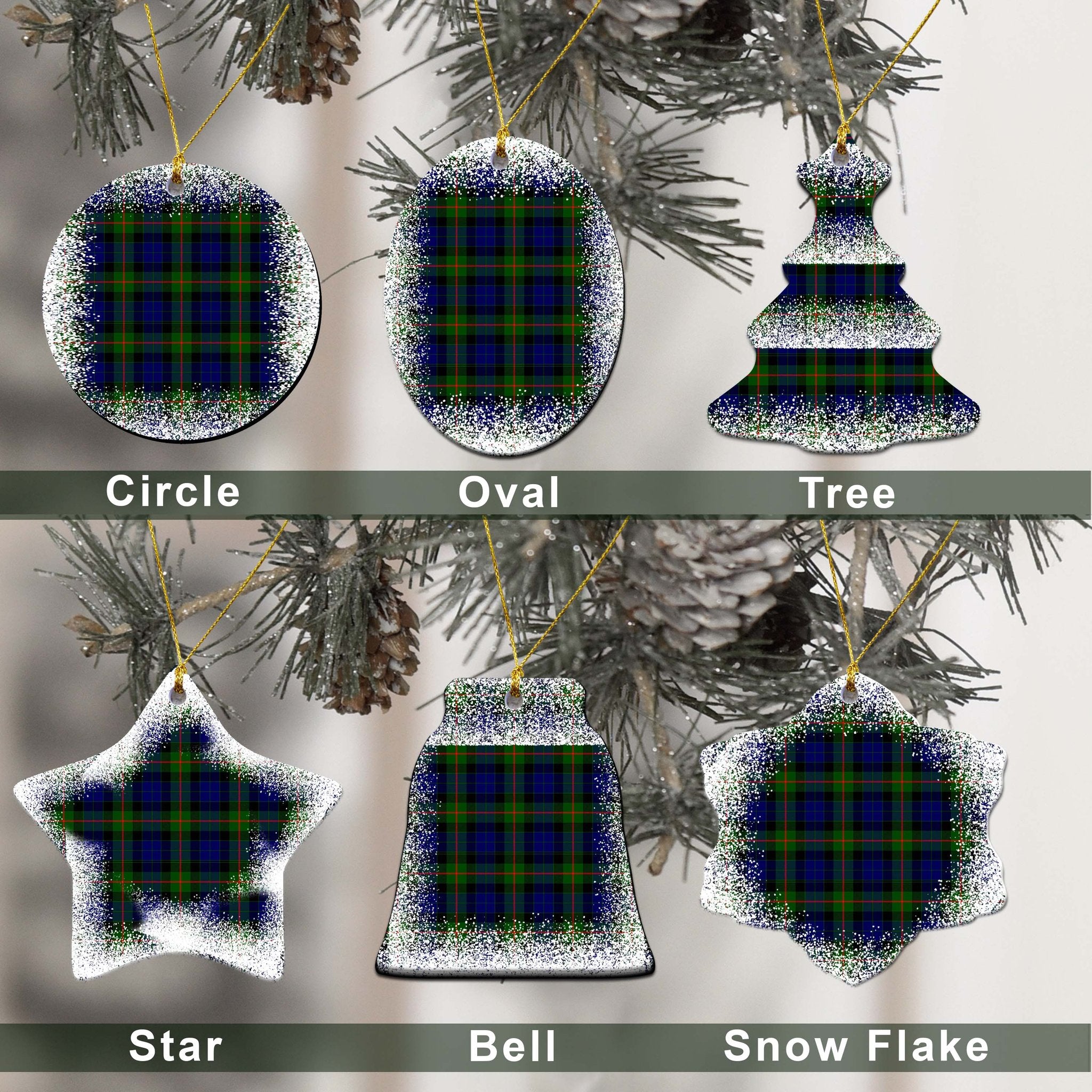 Gunn Tartan Christmas Ceramic Ornament - Snow Style