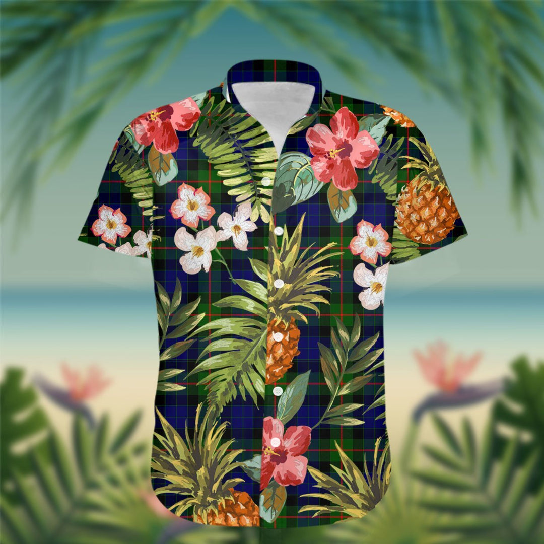 Gunn Tartan Hawaiian Shirt Hibiscus, Coconut, Parrot, Pineapple - Tropical Garden Shirt