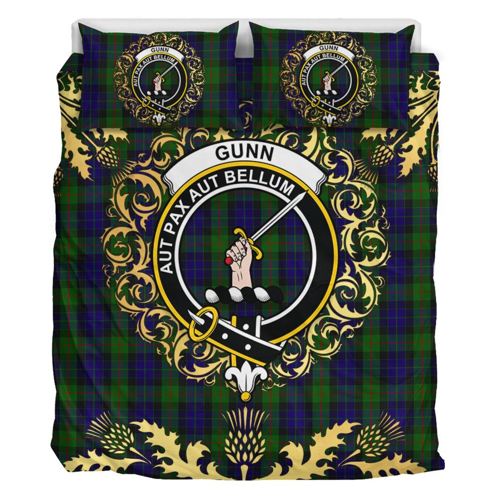 Gunn Tartan Crest Bedding Set - Golden Thistle Style