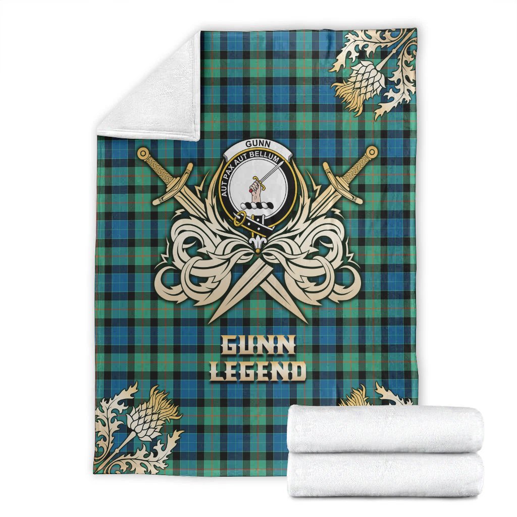 Gunn Ancient Tartan Gold Courage Symbol Blanket