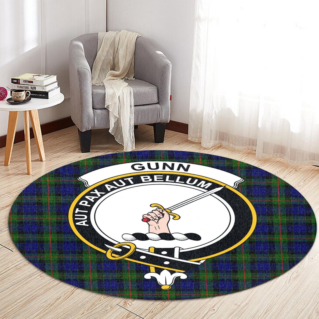 Gunn Modern Tartan Crest Round Rug