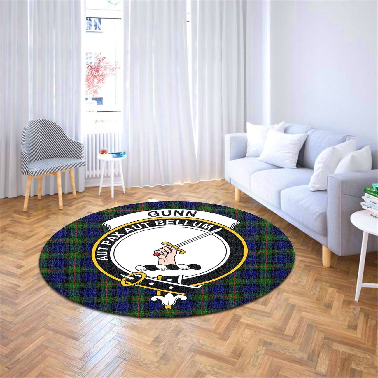 Gunn Modern Tartan Crest Round Rug